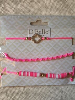 D'Bello Pink Beaded Bracelet Set